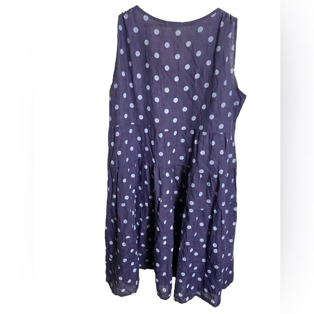 100% Lin Blanc Tiered Polka Dot Linen Dress
Lagenlook Beachy Coastal Blue 50 - Picture 2 of 4